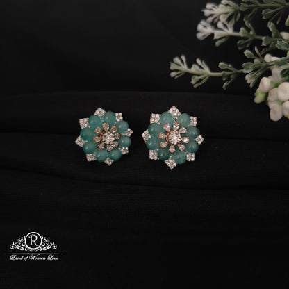 stud 92.5 silver fusion rose gold polish flower design studs-rcm1058 92.5 silver ramala jewelry / ramala collections