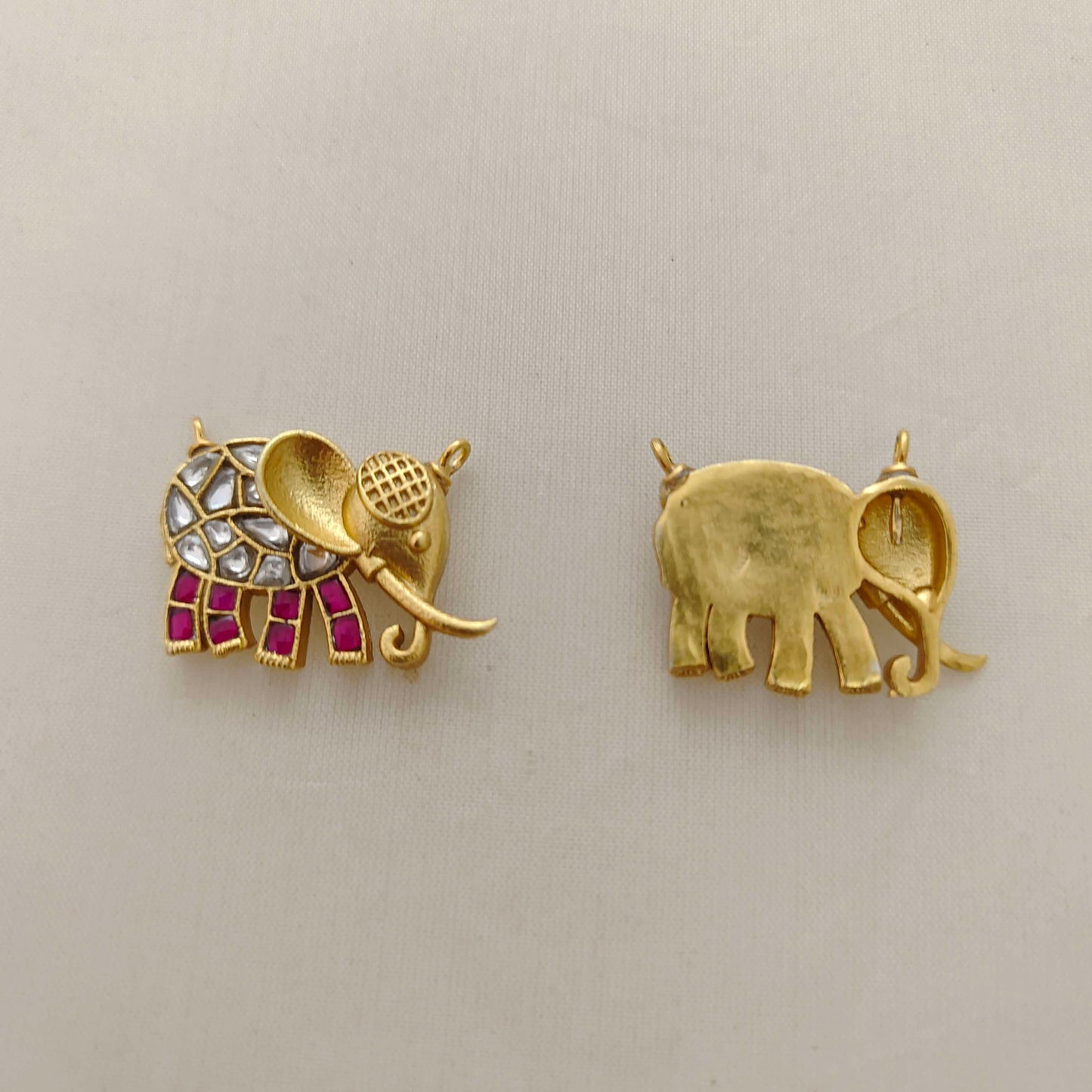 Silver kundan elephant pendant -RCD248