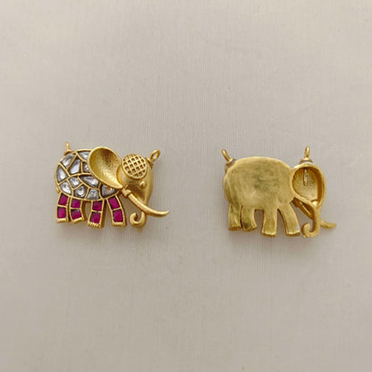 Silver kundan elephant pendant -RCD248