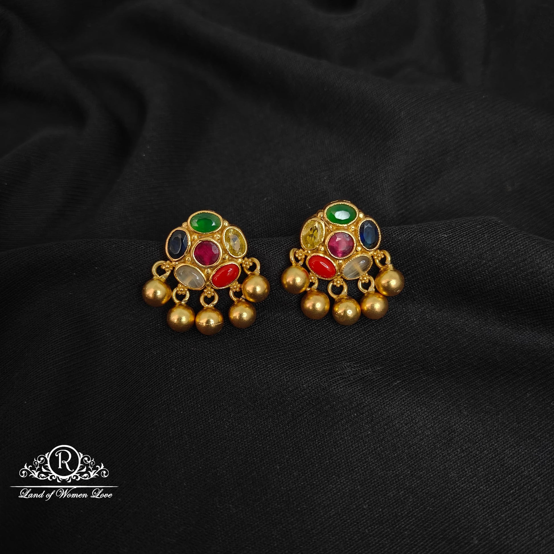 earrings silver navaratna earrings -rccp276 navaratna 92.5 silver ramala jewelry / ramala collections