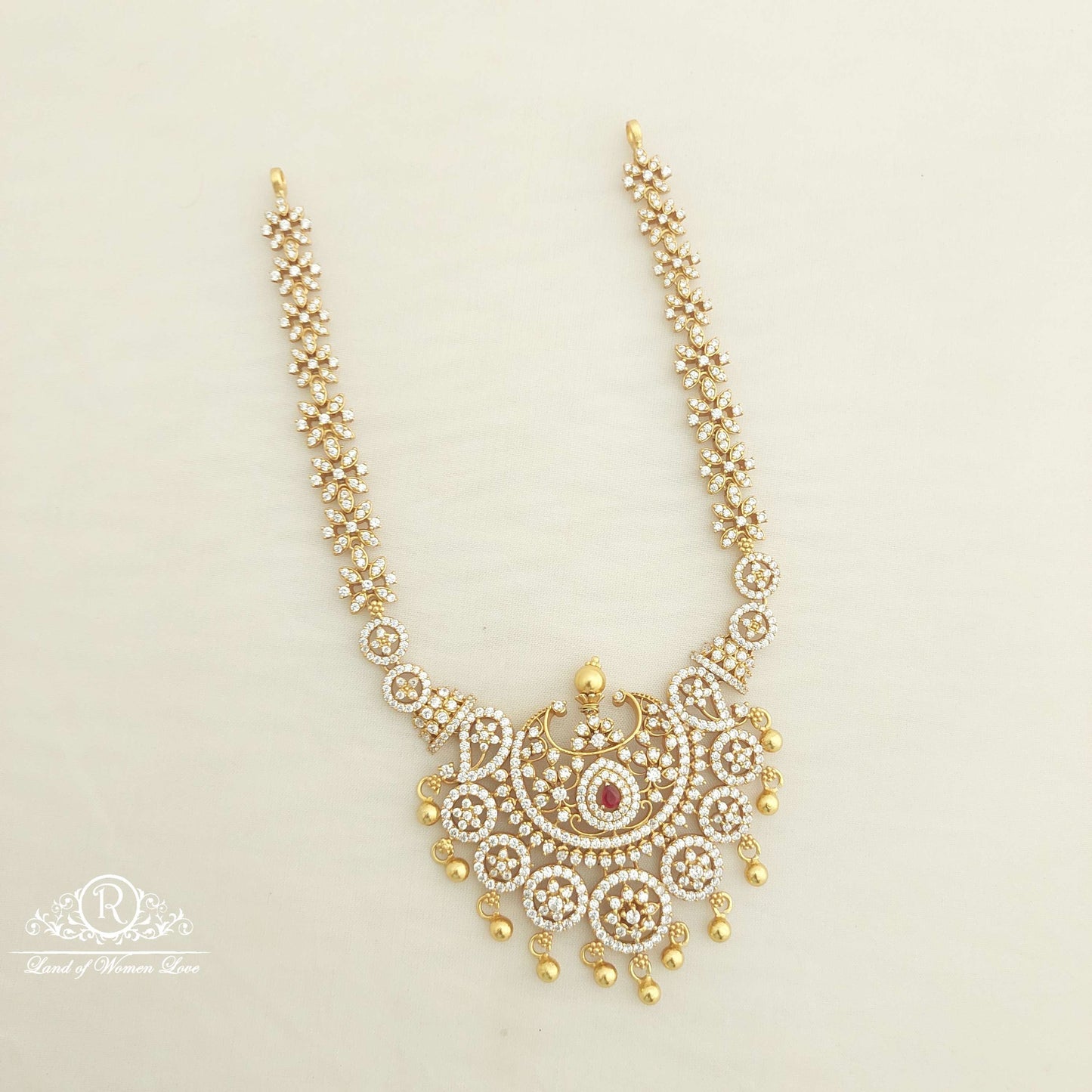 necklace silver cz- white stones necklace-c097 cz 92.5 silver ramala jewelry / ramala collections