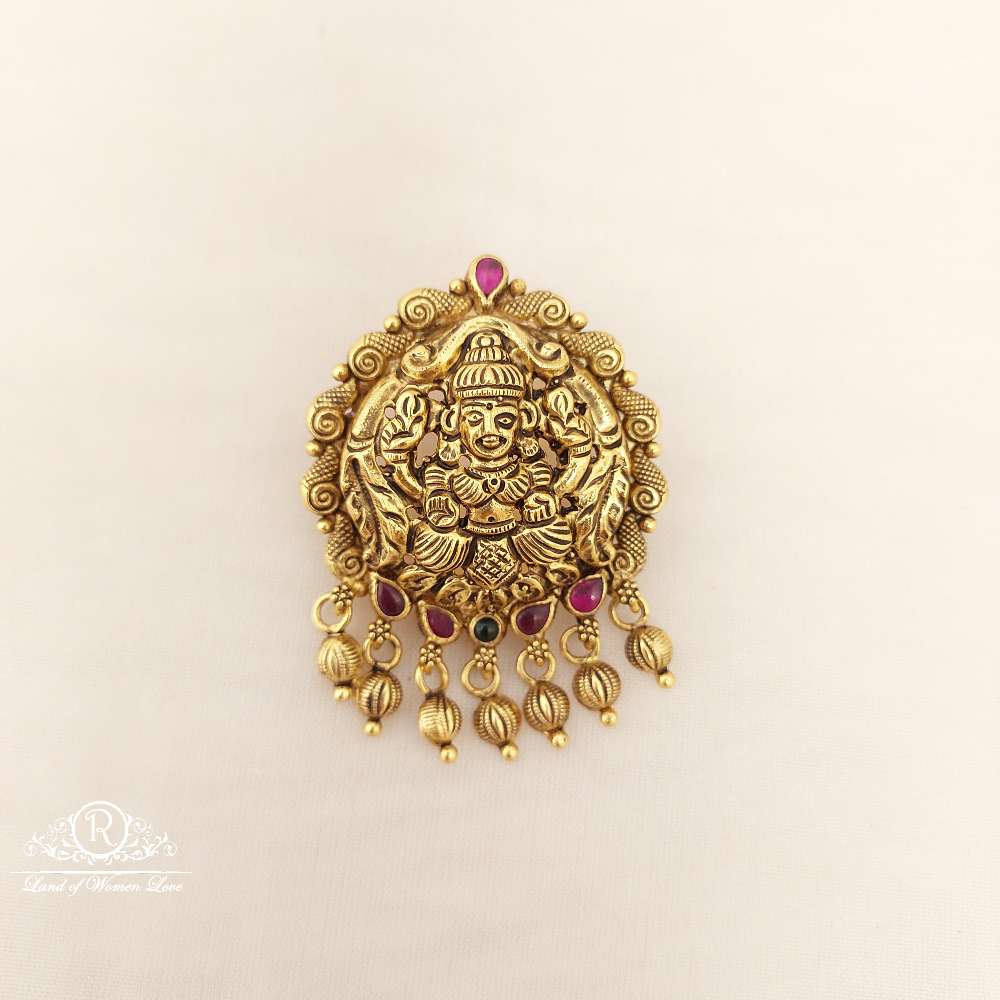 silver with antic finish lakshmi devi locket-v017 92.5 silver ramala jewelry / ramala collections