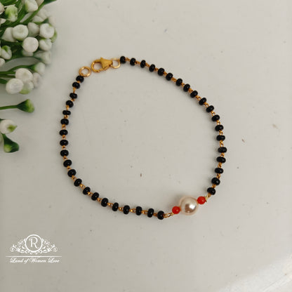 bracelet 92.5 silver simple and cute black beads bracelet -rch905 92.5 silver ramala jewelry / ramala collections
