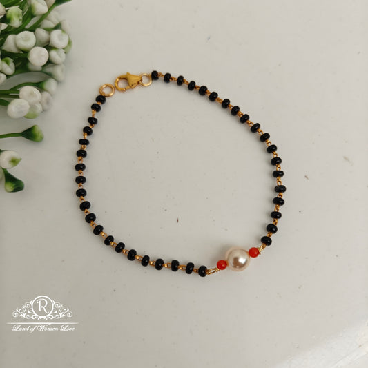 bracelet 92.5 silver simple and cute black beads bracelet -rch905 92.5 silver ramala jewelry / ramala collections