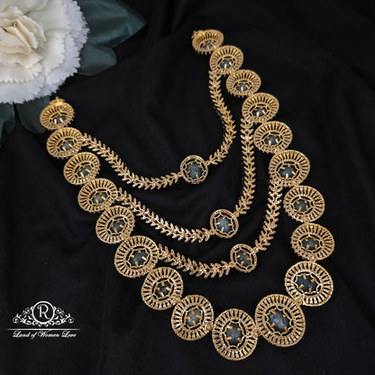 92.5 silver simple and Cute  diamond finishing haram -RC06M1267