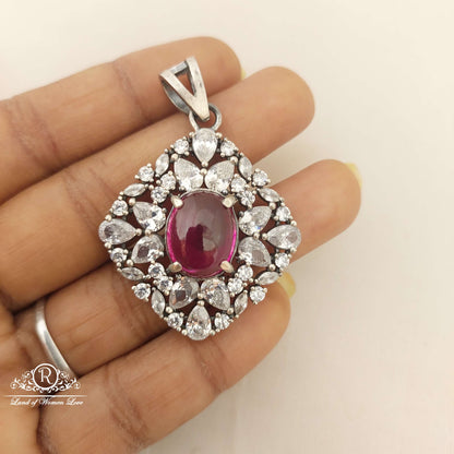 Silver White Stones Locket-M302