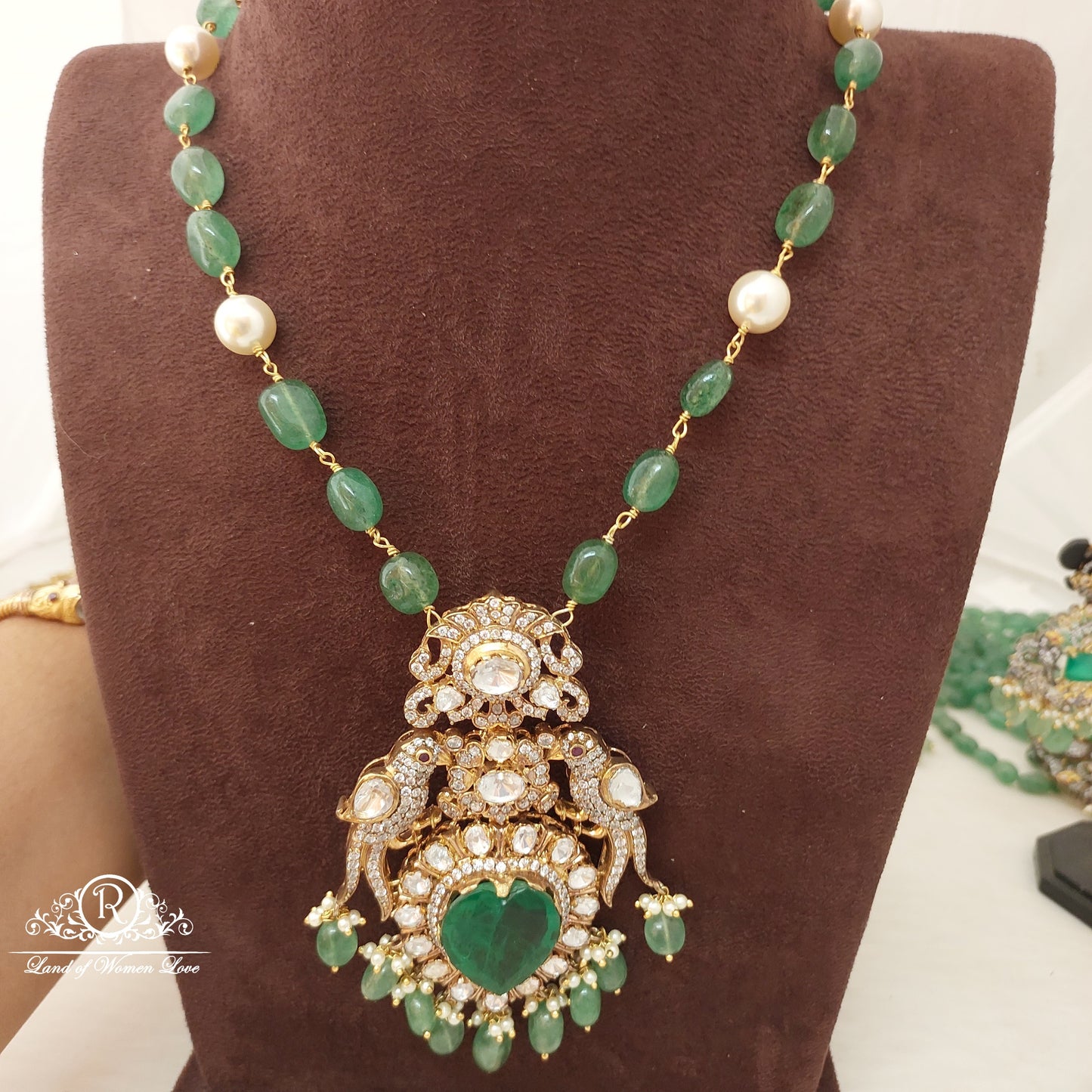 necklace silver moissanite beads haram-rchk11d011 pearl 92.5 silver ramala jewelry / ramala collections