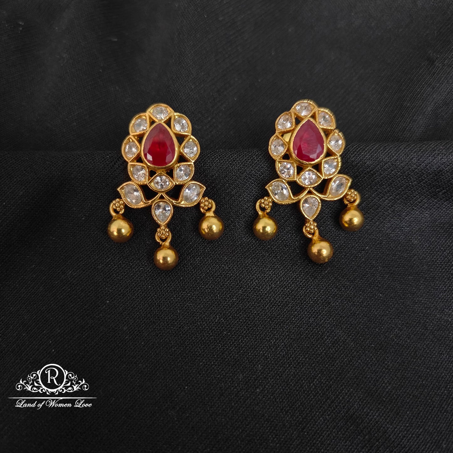 earrings silver white with ruby stone earrings-rccp290 ruby 92.5 silver ramala jewelry / ramala collections