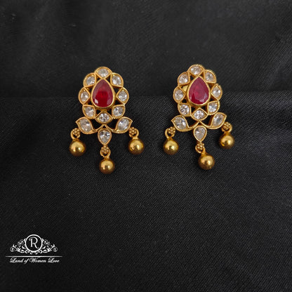 earrings silver white with ruby stone earrings-rccp290 ruby 92.5 silver ramala jewelry / ramala collections