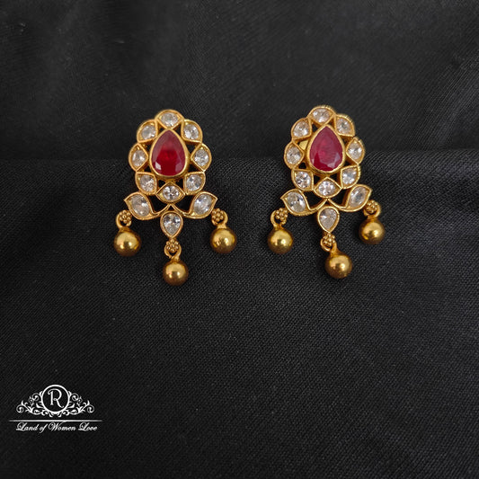 earrings silver white with ruby stone earrings-rccp290 ruby 92.5 silver ramala jewelry / ramala collections