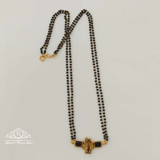 Silver Radha Krishna Pendant Design Black Beads-RCM835-1