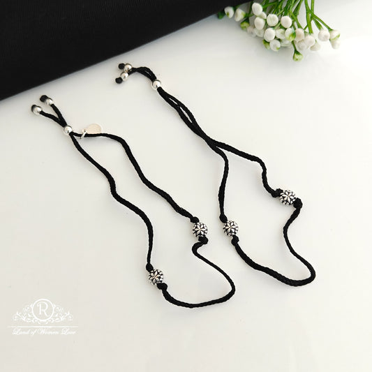 anklet silver black theard anklets -rcra110 92.5 silver ramala jewelry / ramala collections