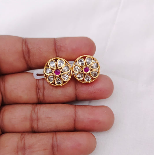 Silver base gold polish Earrings -RCM548