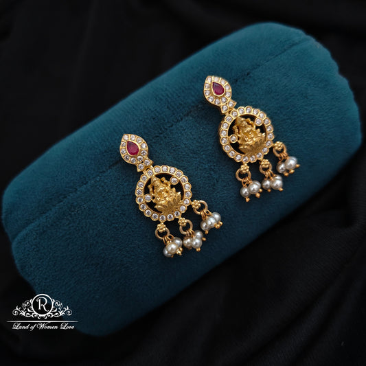earrings 92.5 silver lakshmi devi design earrings-rcm1149 cz 92.5 silver ramala jewelry / ramala collections