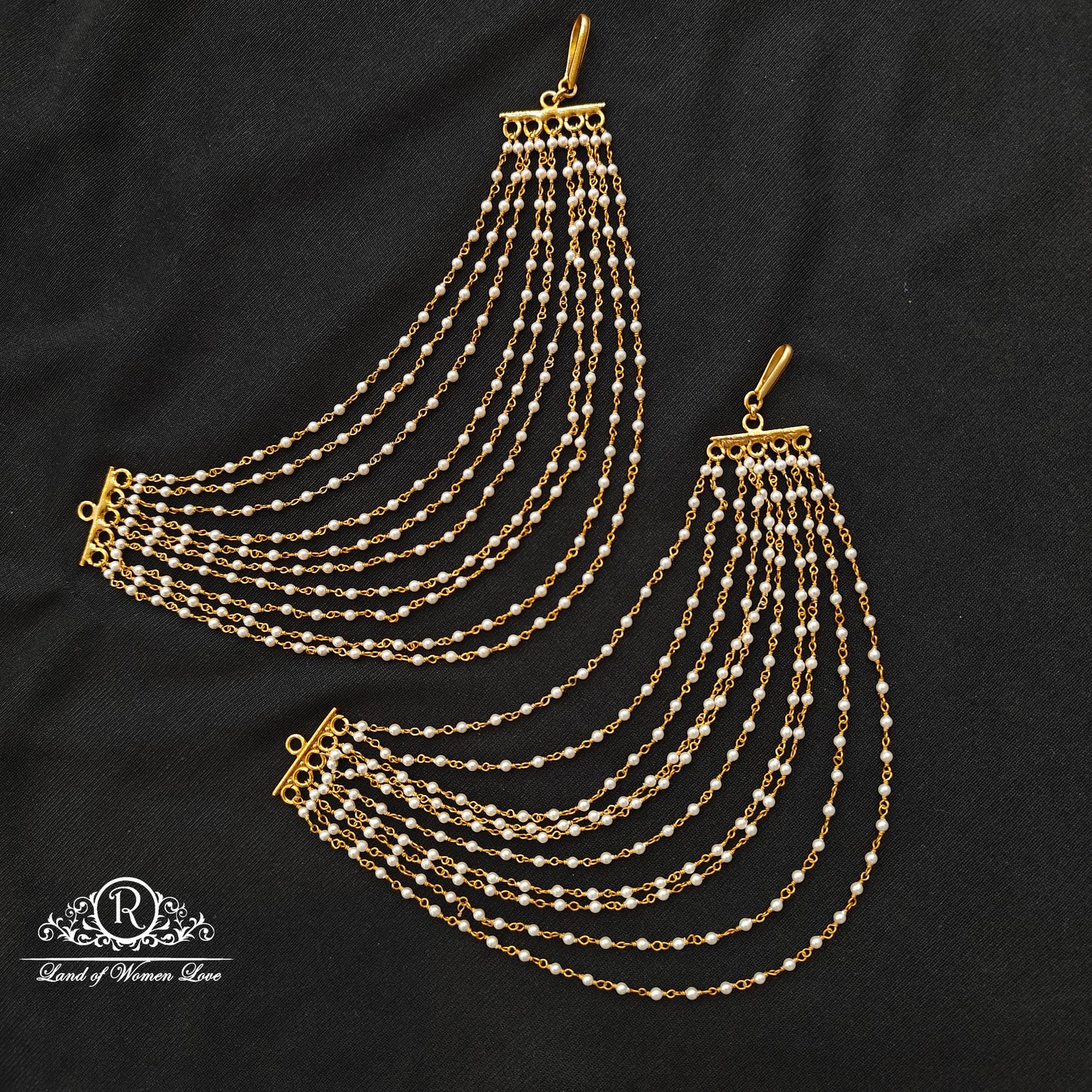 92.5 silver pearls earchains-rch833 92.5 silver ramala jewelry / ramala collections