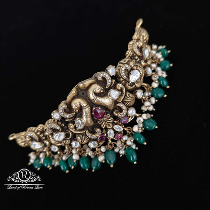 silver victorian moissanite peacock design chocker -rcm772 moissanite 92.5 silver ramala jewelry / ramala collections