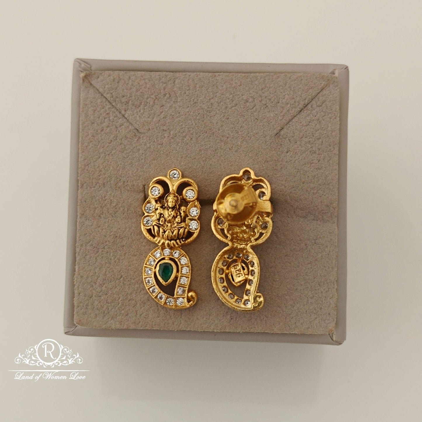 Silver Lakshmi Devi Design Earrings-RCM885