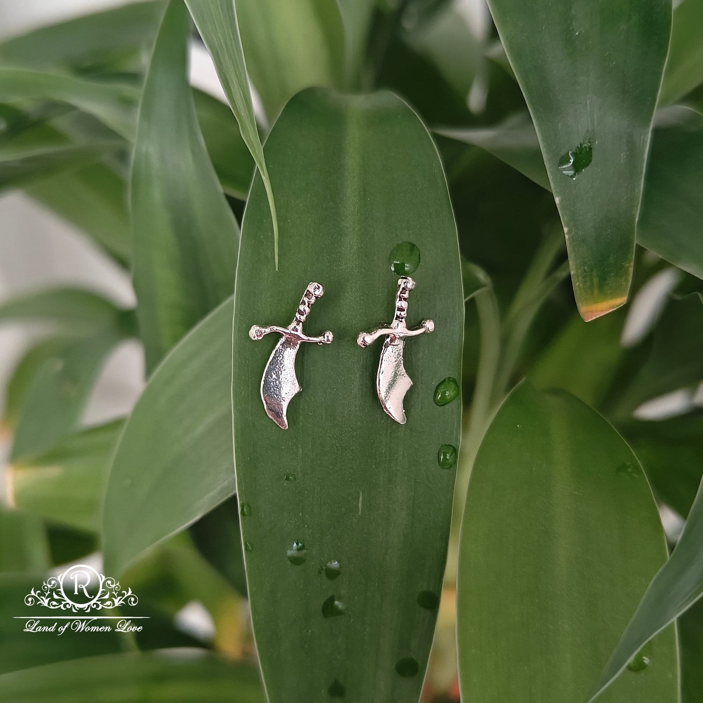 Silver kids fancy sword style earrings-RCHS2