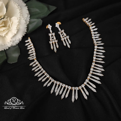 earrings silver diamond finishing necklace -rcm091243 92.5 silver ramala jewelry / ramala collections