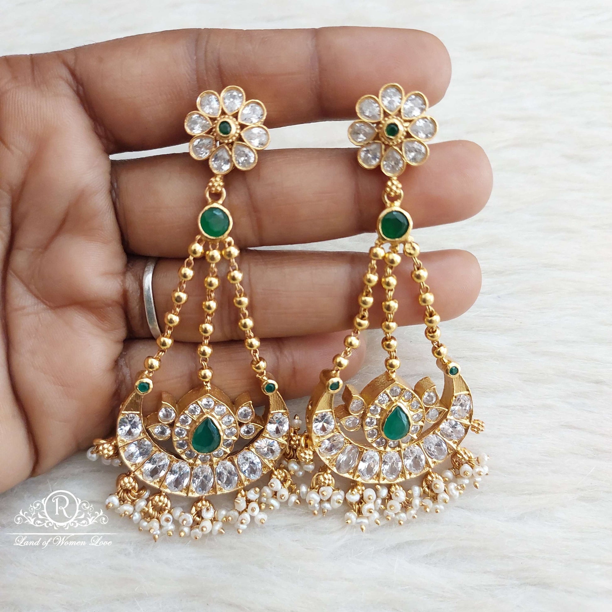 earrings silver green stone earrings-sa018 92.5 silver ramala jewelry / ramala collections