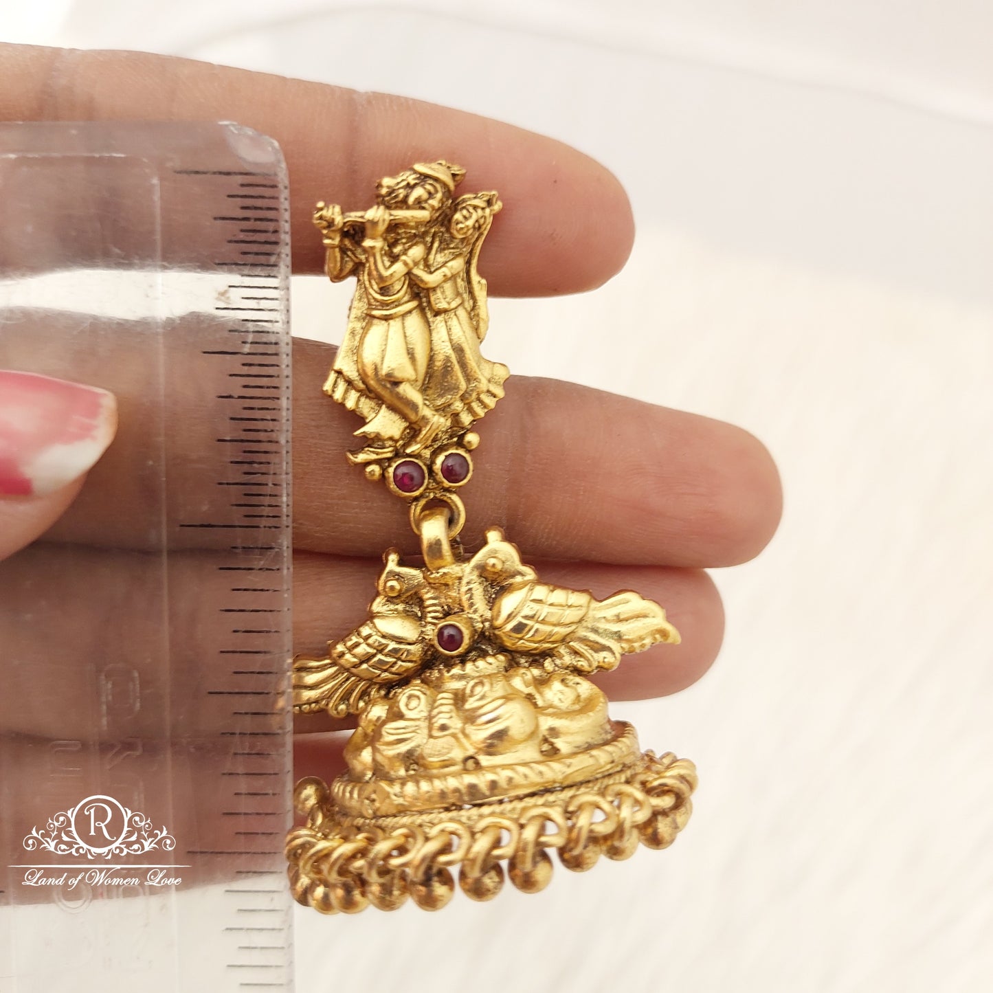 Silver Radha krishna jhumkas-C015