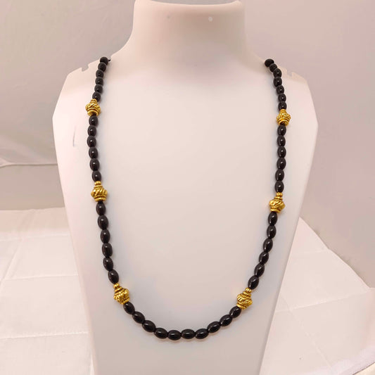 chain silver black beads with nakshi balls chain-rch202 92.5 silver ramala jewelry / ramala collections