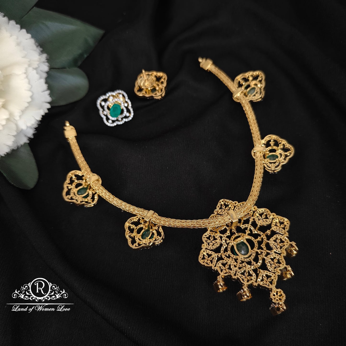 92.5 silver simple and Cute necklace with earrings set -RC06M1266