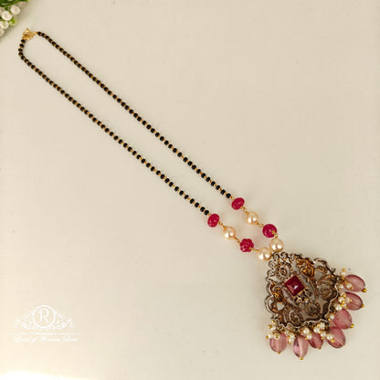 92.5 silver beautiful black beads with Victorian locket and hangins -RCHK0160