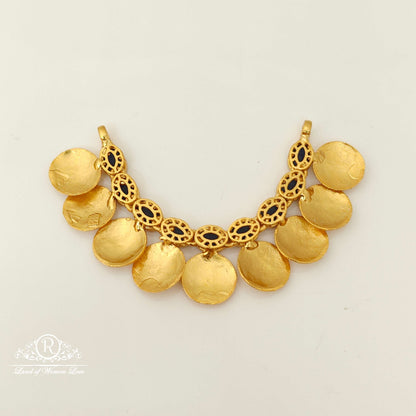 Silver Blue Stone Design Lakshmi Devi Kasula Design-RC87-55P06