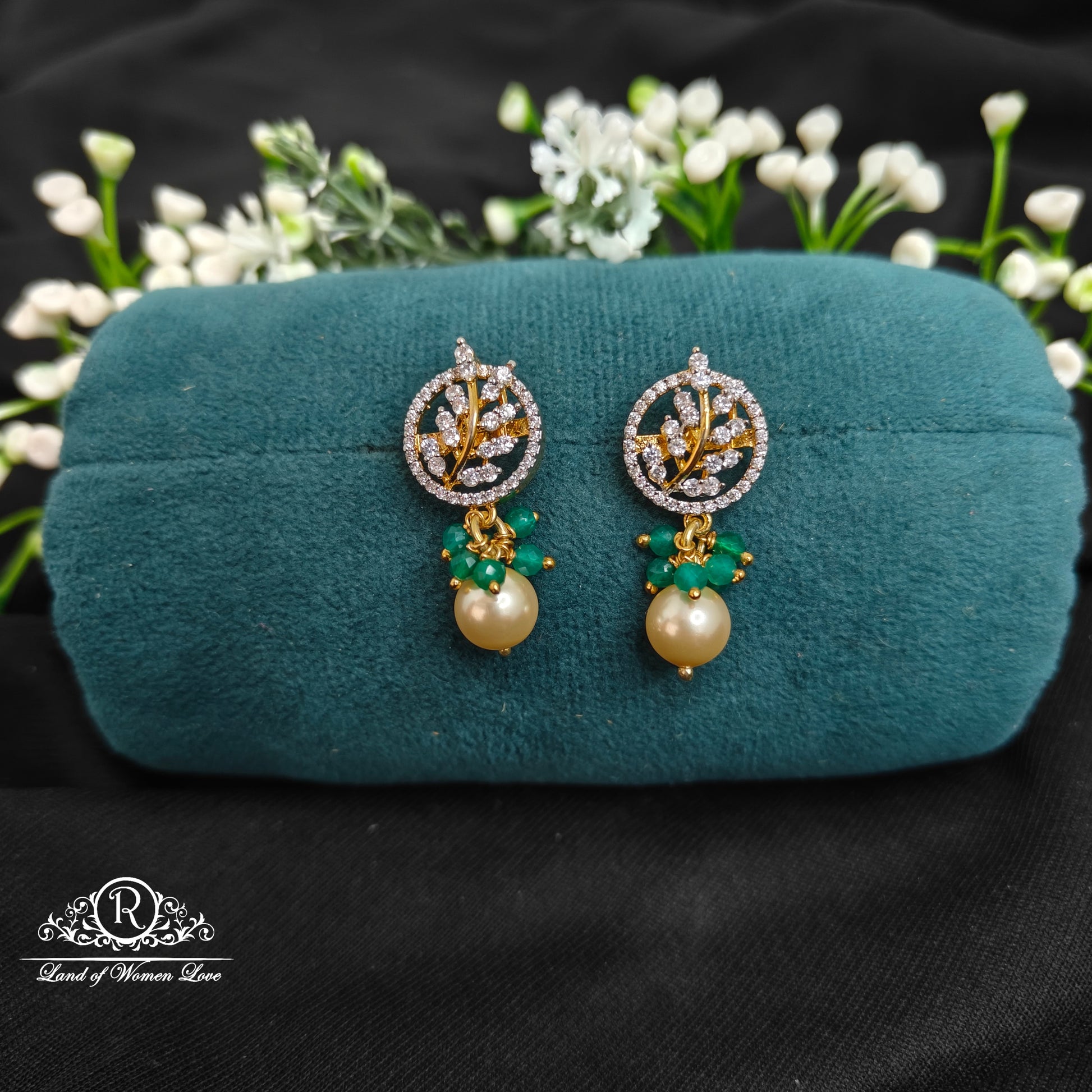 earrings 92.5 silver leaf design diamond finishing earrings 92.5 silver ramala jewelry / ramala collections