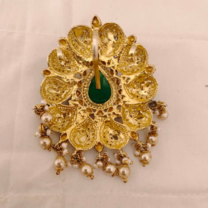 Silver CZ-gold polish locket design -RCM563