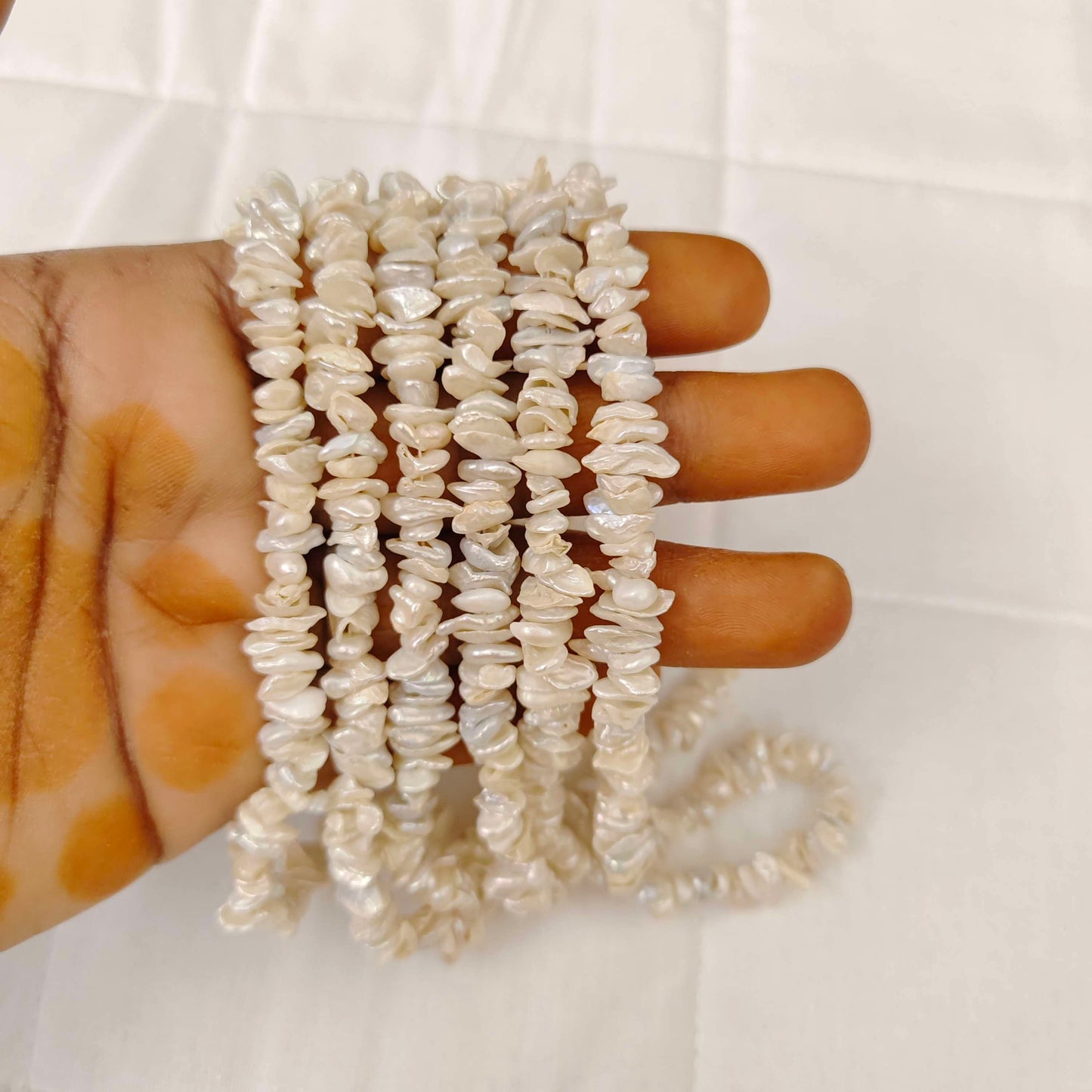 Keshi Pearl White Beads-RCMB43
