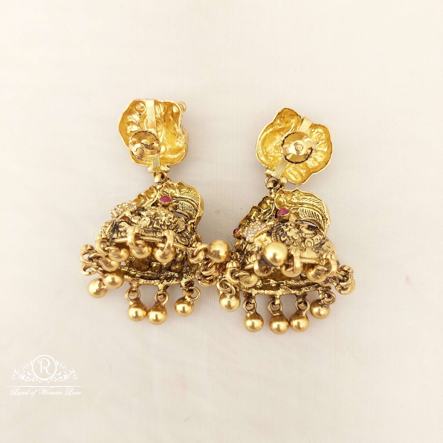 Silver Peacock Design Antic Finish jhumka Earrings-C188