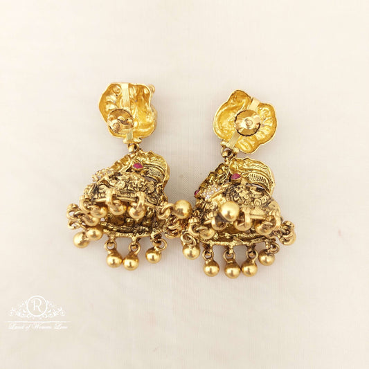 Silver Peacock Design Antic Finish jhumka Earrings-C188