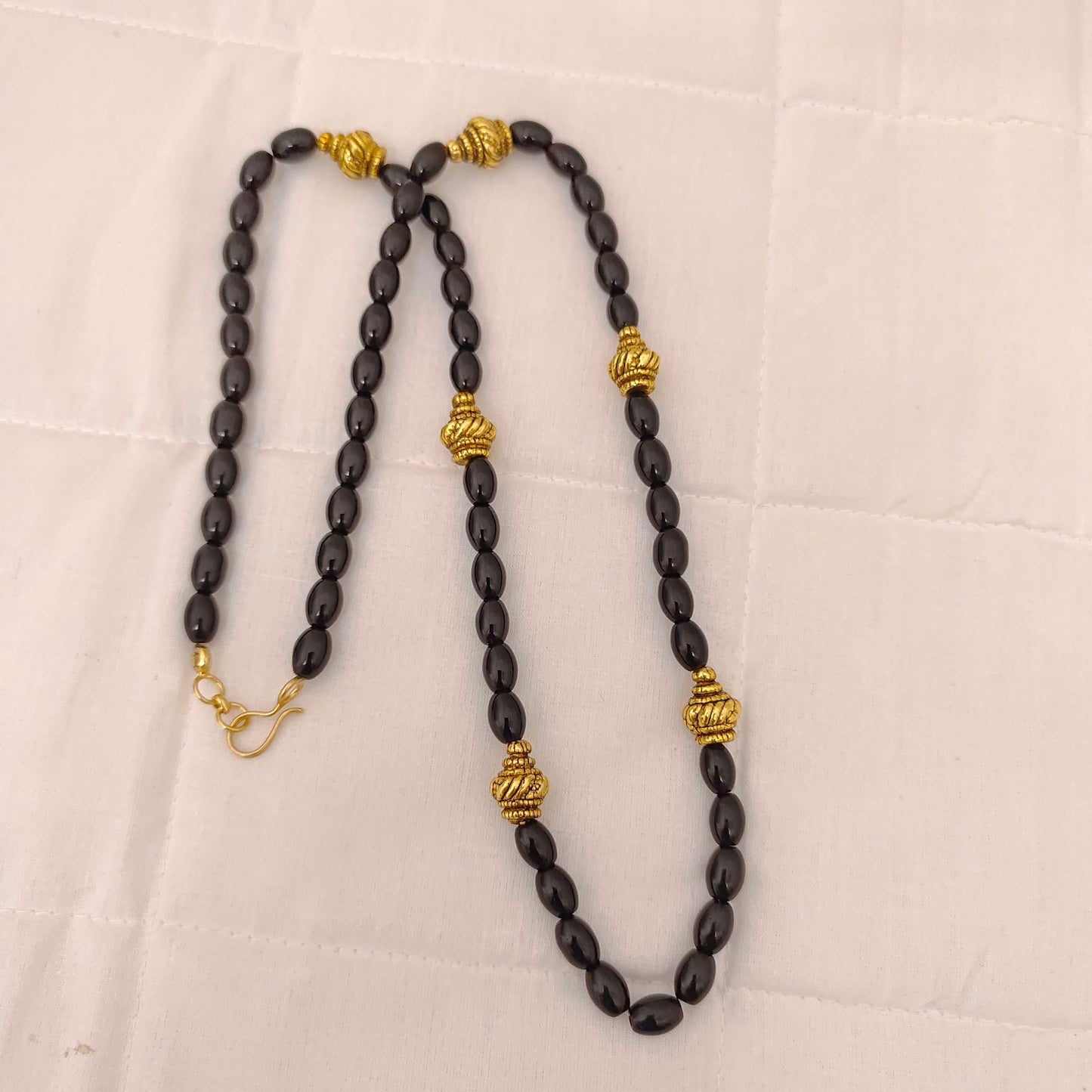 Silver Black Beads With Nakshi Balls Chain-RCH202