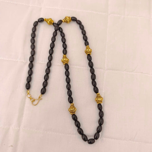 Silver Black Beads With Nakshi Balls Chain-RCH202