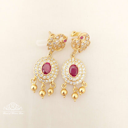 Silver White Stones Peacock Design Earrings-C213