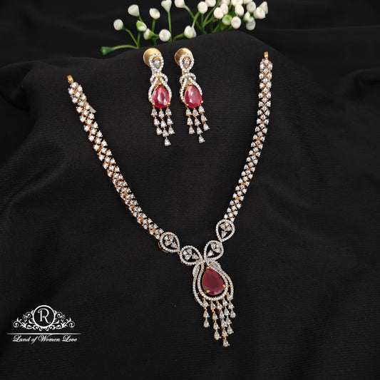 earrings 92.5 silver simple and cute necklace with earrings -rcm091246 92.5 silver ramala jewelry / ramala collections