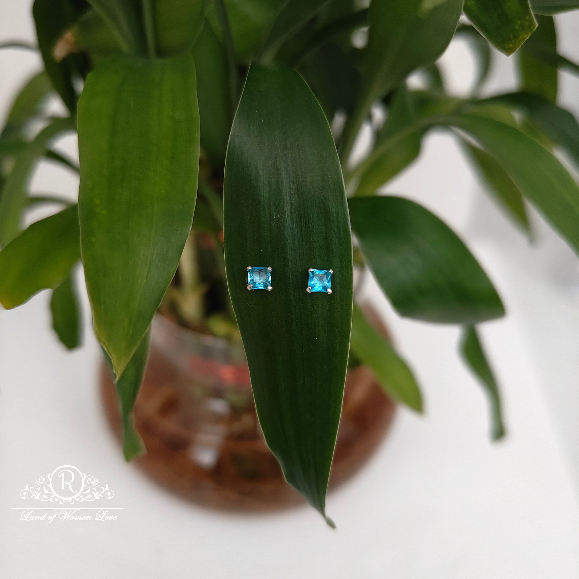 stud 92.5 silver blue coloured studs-rchs34 92.5 silver ramala jewelry / ramala collections