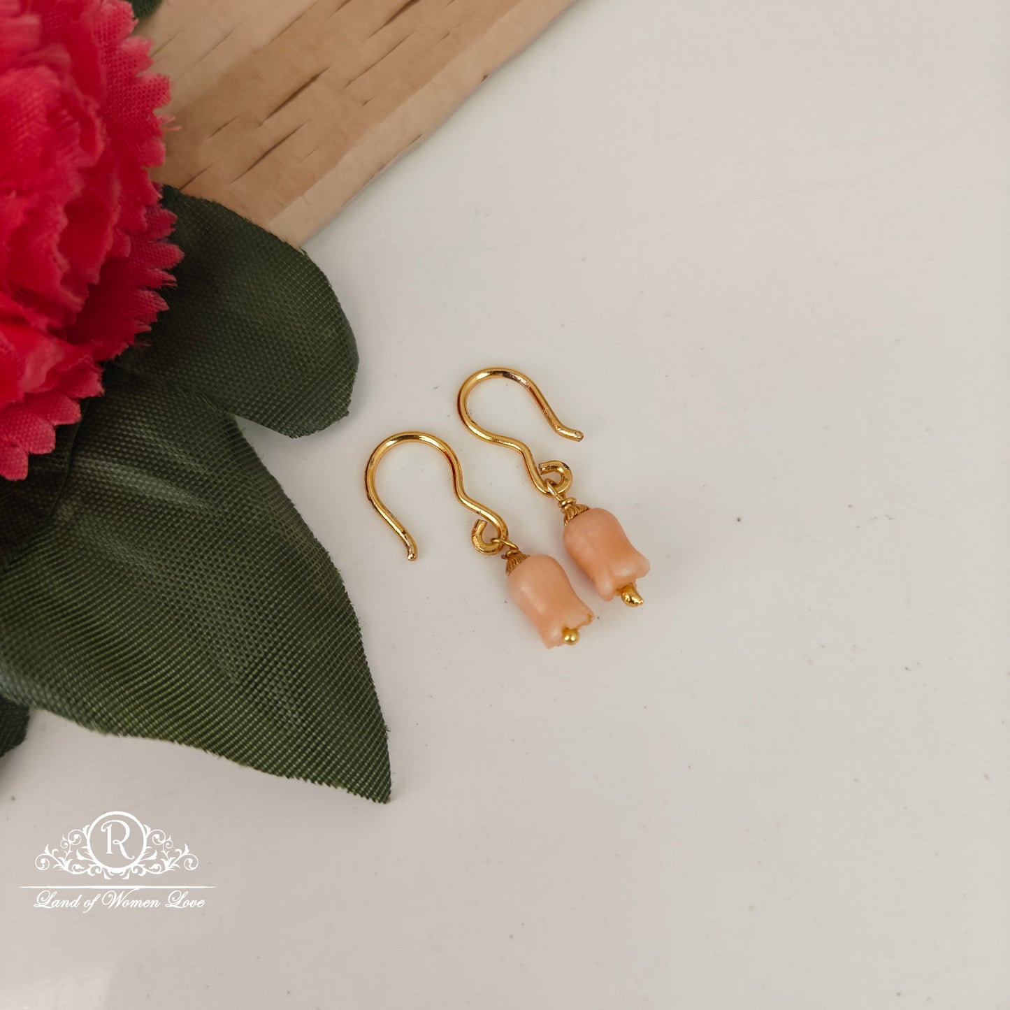 earrings 92.5 silver simple and cute earrings with tulip bead-rch958 92.5 silver ramala jewelry / ramala collections