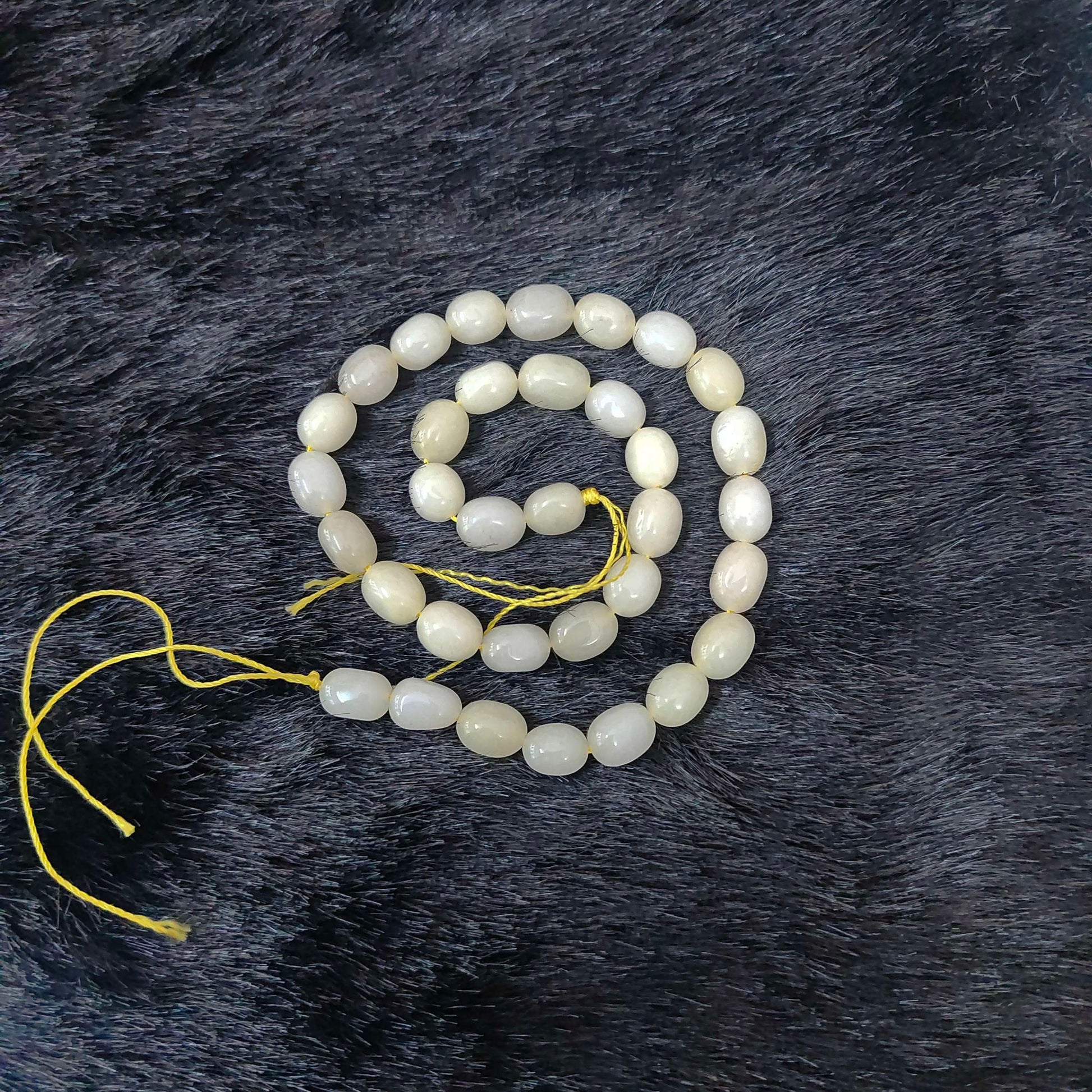 milky white gemstone plain hand polished tumble beads-rcmj05 92.5 silver ramala jewelry / ramala collections