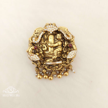 Silver Nakshi God Shiva With Peacock Design Locket-C180