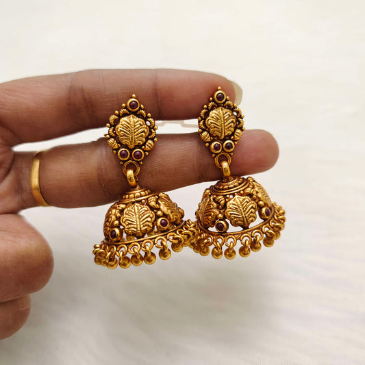 Silver base gold polish jhumkas -RCJR483