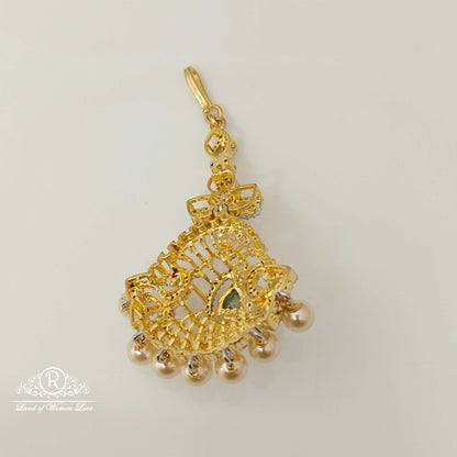 Silver Diamond Replica Design CZ-Stones Peacock Model Tikkas-RCCP37