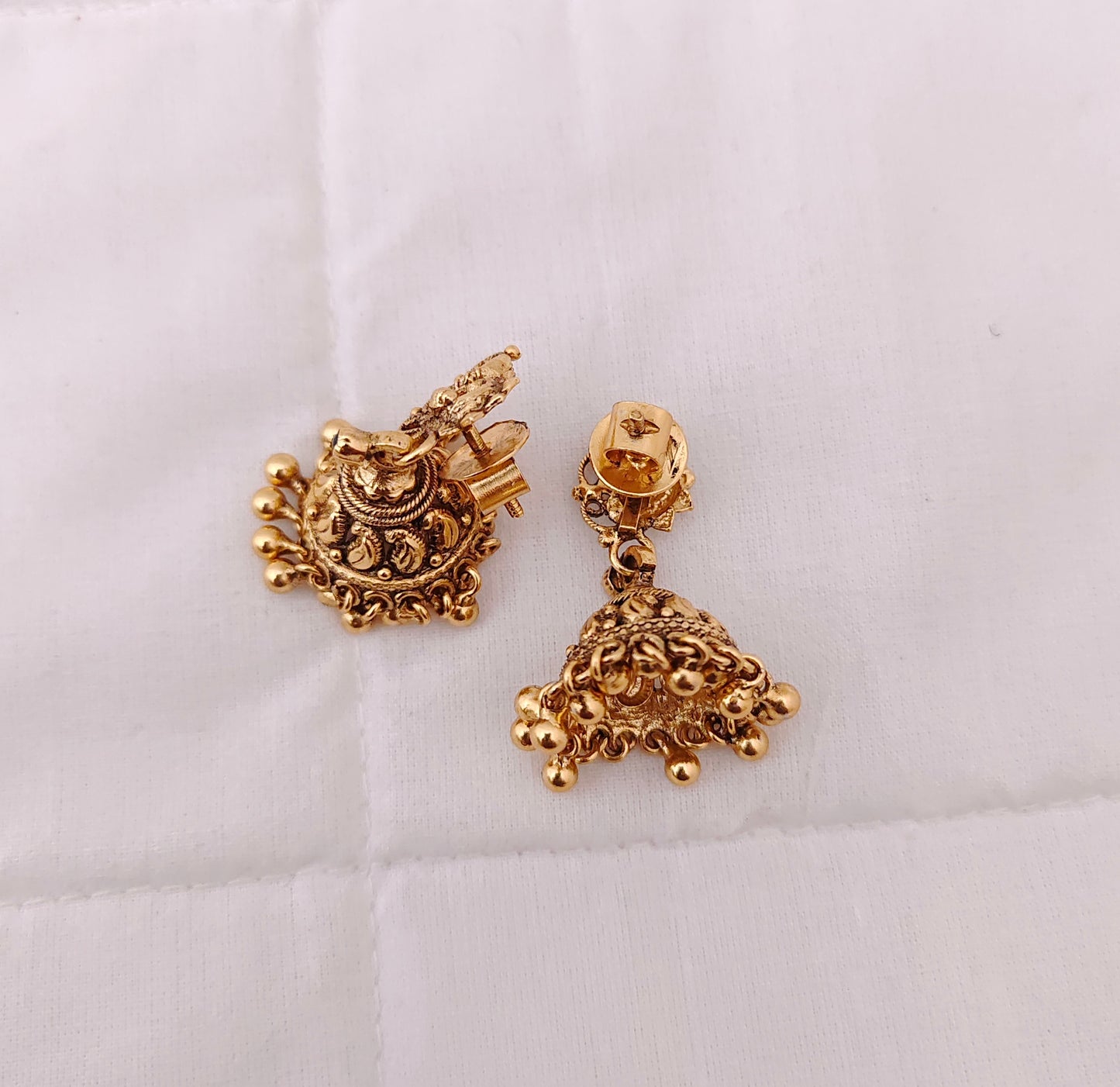 Silver gold polish jhumkas earrings -RCP036