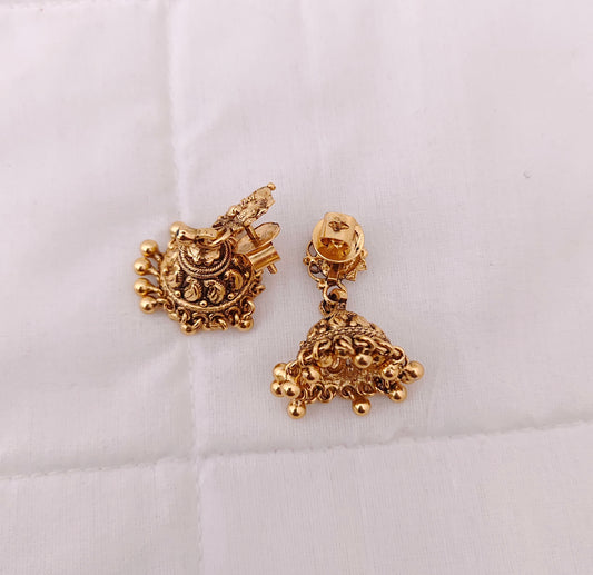 Silver gold polish jhumkas earrings -RCP036