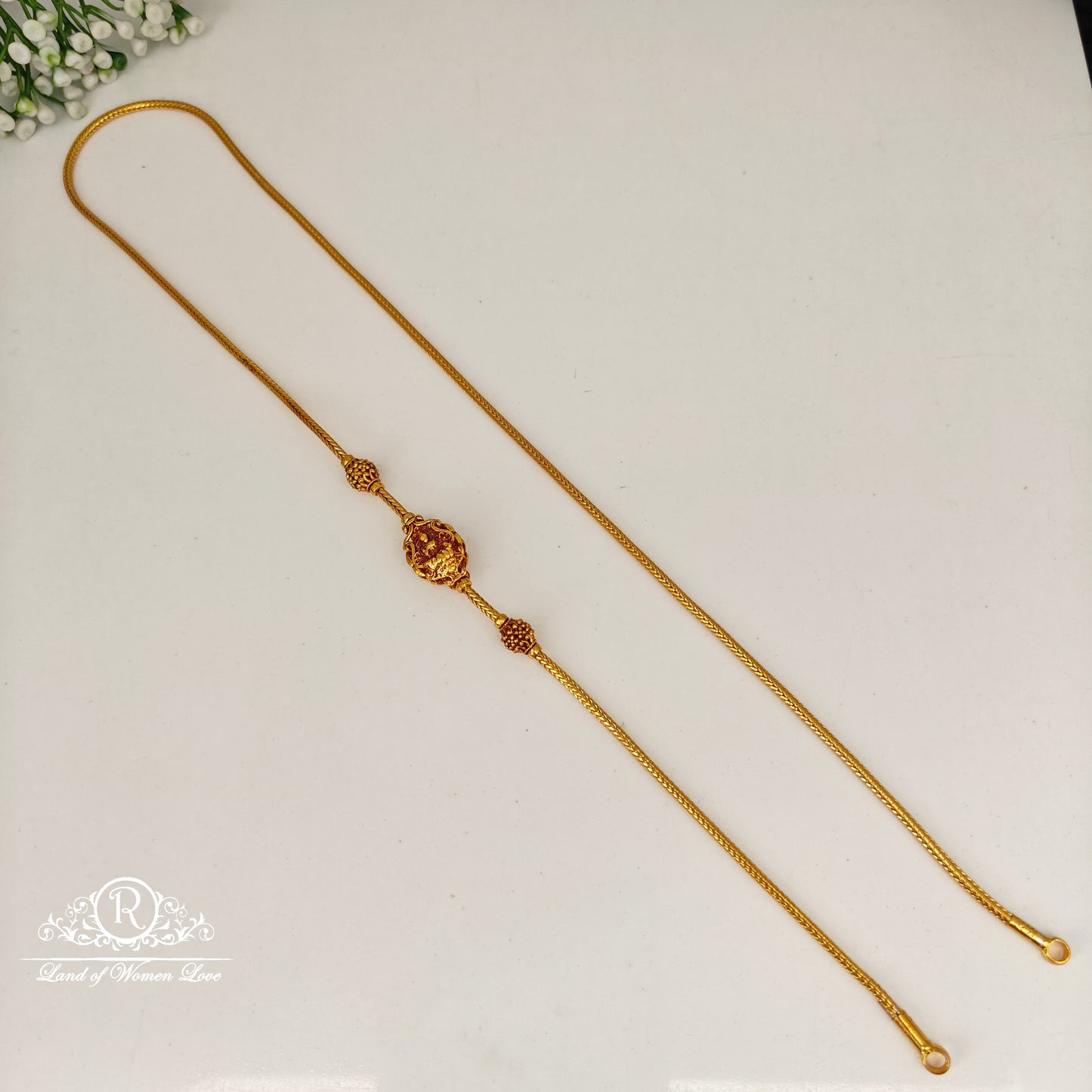 chain 92.5 silver simple and cute thali chain with fixed lakshmi devi design -rcp143 92.5 silver ramala jewelry / ramala collections