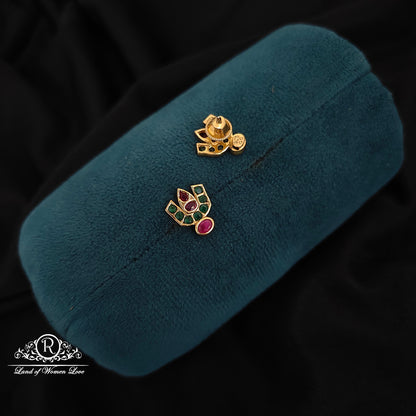 92.5 Silver Green and ruby earrings-RCDS332