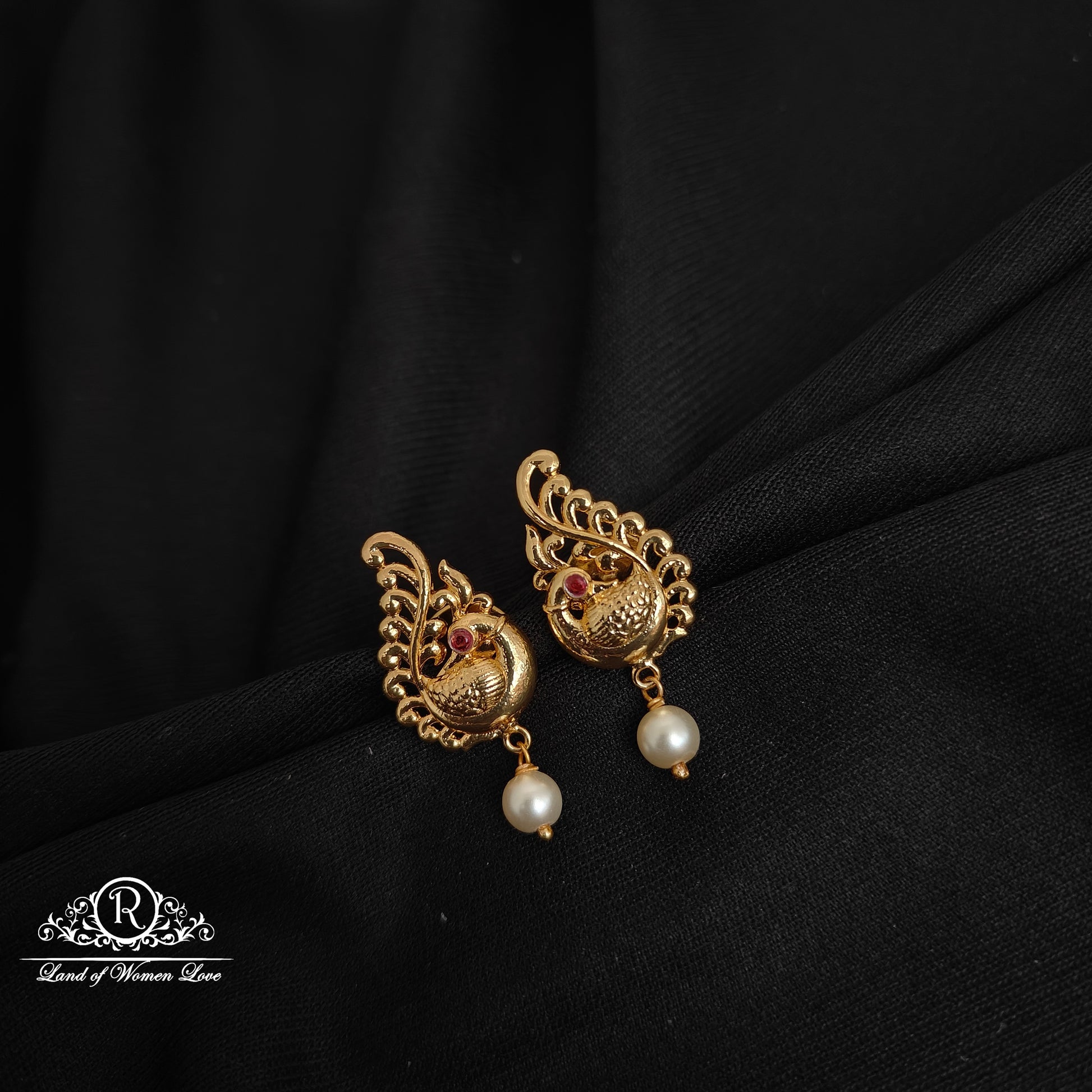 earrings 92.5 silver peacock design earrings-rck268 92.5 silver ramala jewelry / ramala collections