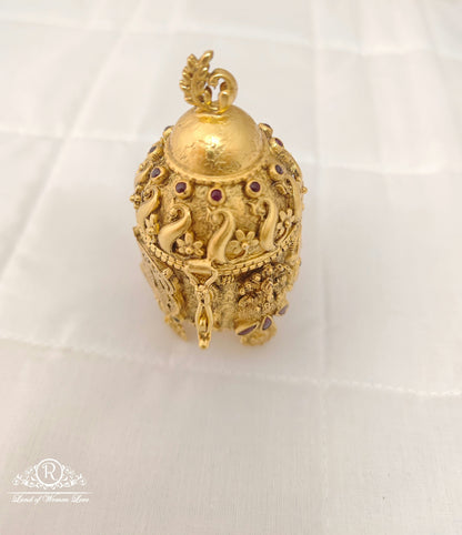 Silver Ganesh With Peacock Design Kumkum Barani-M430